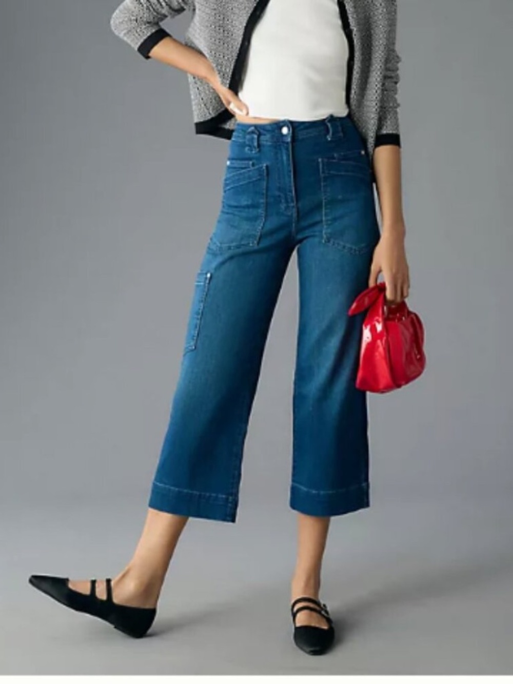 Maeve Anthropologie Gardener Carpenter High-Rise Crop Jeans | Blue | Size 28